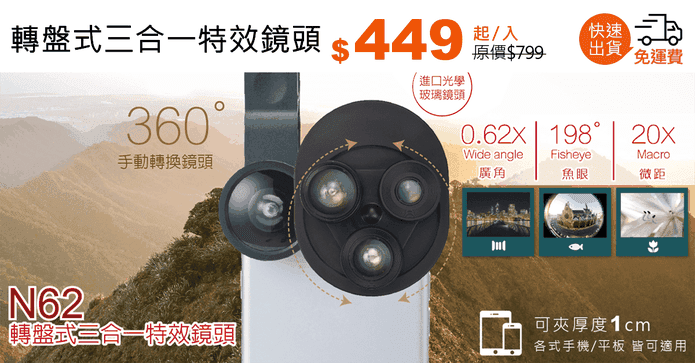 轉盤式三合一特效鏡頭