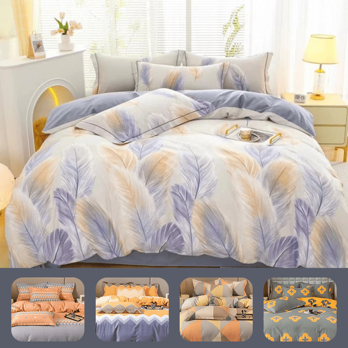 【浪莎】舒適柔軟100%純棉床單四件組(被套x1+床單x1+枕套x2)