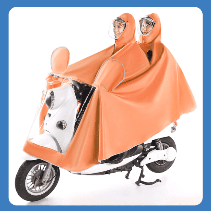 莫蘭迪色可拆雙帽簷機車雨衣 加大款7XL 斗篷雨衣 騎行雨衣(雙人-罩鏡款)