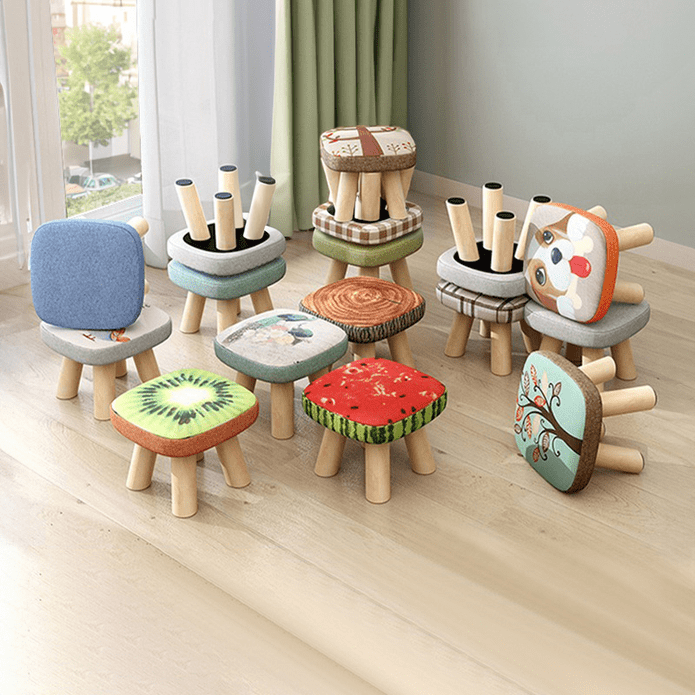 【蔓斯菲爾】實木蘑菇型小椅凳 家用小型矮凳 軟坐墊矮凳