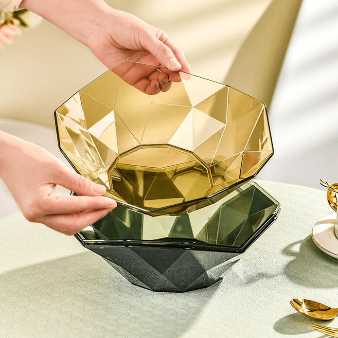 輕奢高顏值鑽石紋幾何造型透明水果盤 零食糖果托盤 多功能餐盤