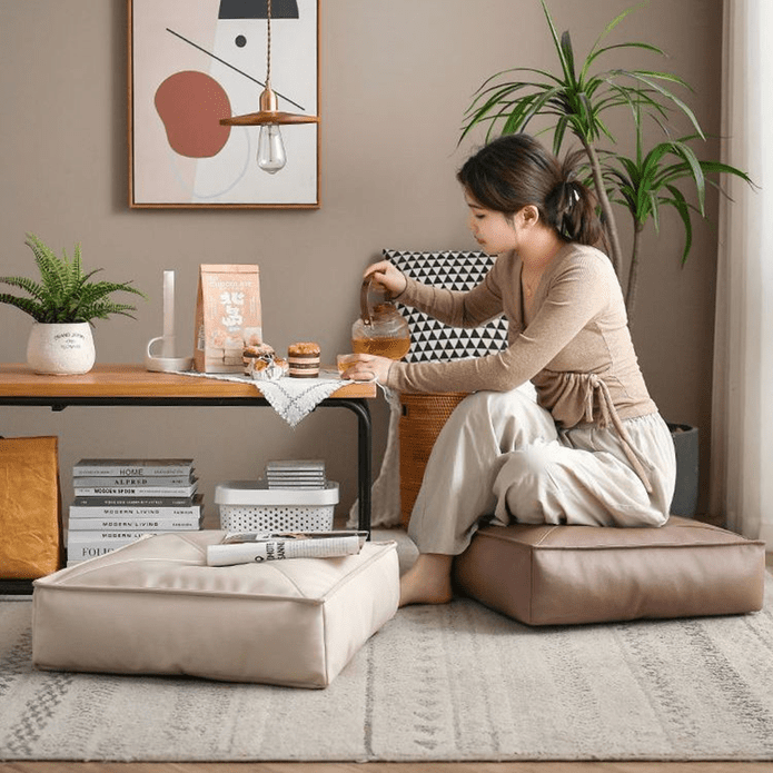 日式手提設計懶人皮革沙發墊 高回彈榻榻米坐墊