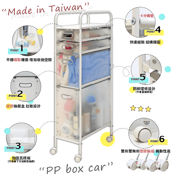 縫隙四層抽屜收納架推車GAP-4