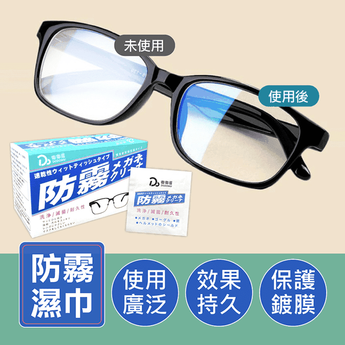 【嘟嘟屋】眼鏡防霧去汙濕巾50片/盒 效果持久 鏡面擦拭布