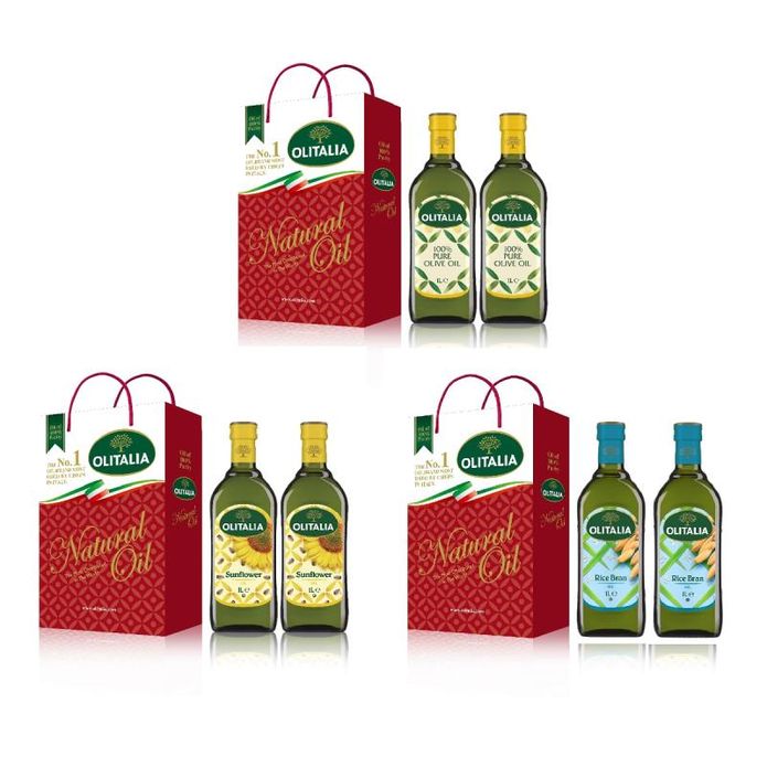 【Olitalia奧利塔】純橄欖油禮盒+葵花油禮盒+玄米油禮盒(1000ml)
