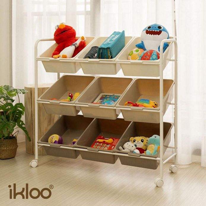 【ikloo】限定奶茶色玩具車收納盒 收納櫃 9格/12格任選