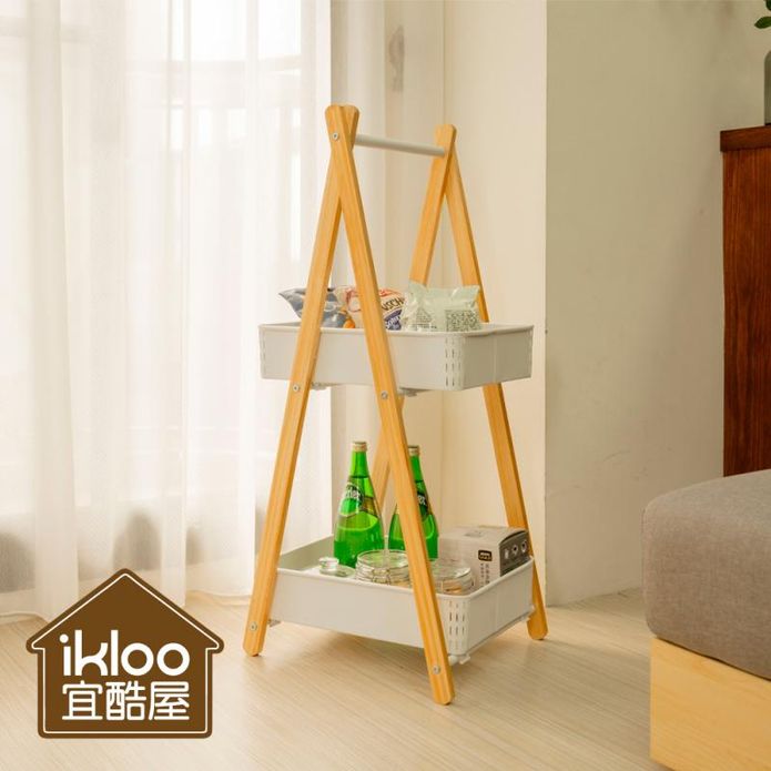 【ikloo】工業風可提式雙層收納置物架
