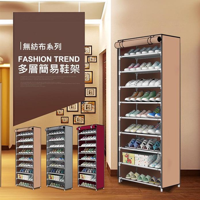 【VENCEDOR】耐用加粗鍍鋅管DIY組合式大空間10層鞋架HO056