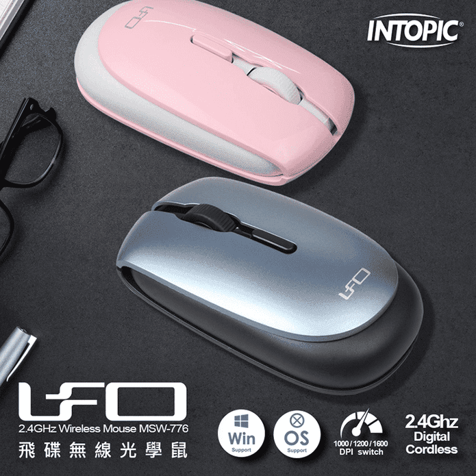 【INTOPIC 廣鼎】2.4GHz飛碟無線滑鼠 MSW-776