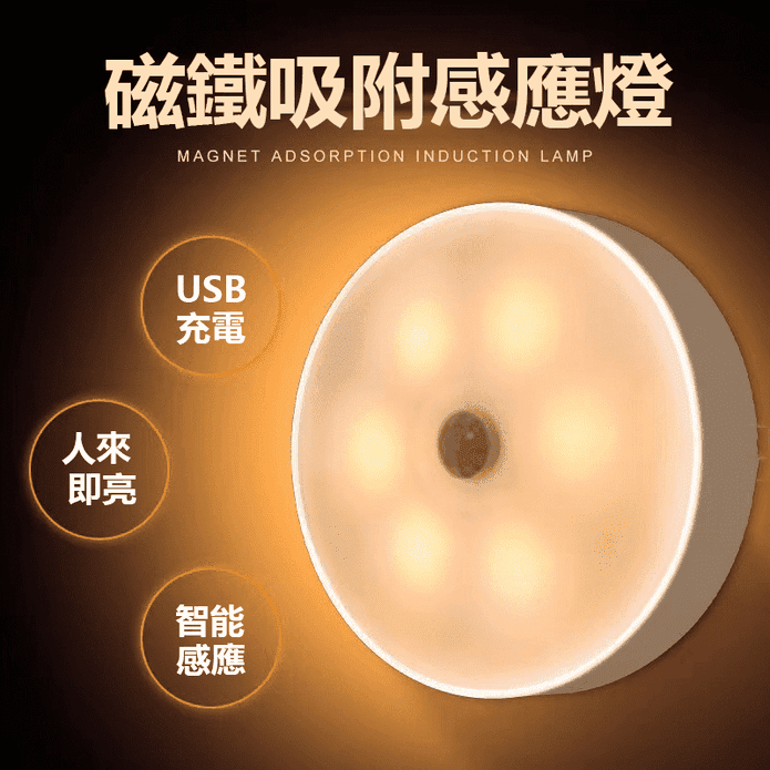 LED磁吸式圓形智慧人體感應燈