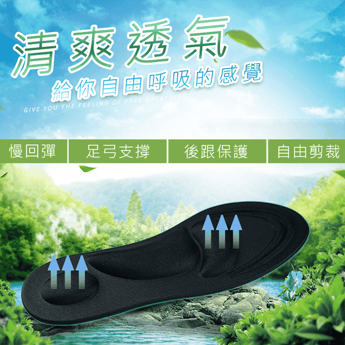 4D按摩減壓運動透氣鞋墊 可自由剪裁/高彈泡棉/4D支撐行走/運動鞋墊