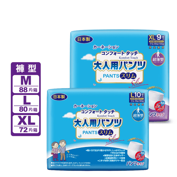 【康乃馨】健護成人照護褲超薄型8包/箱 (M-XL) 成人紙尿褲