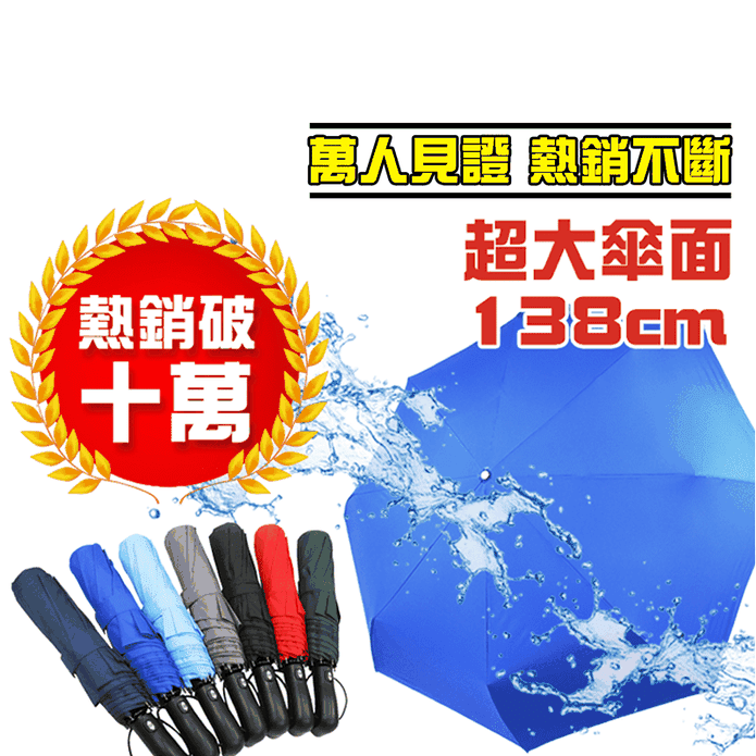 【Kasan Umbrella】超大無敵時尚自動開收雨傘 加大傘面 抗風抗UV