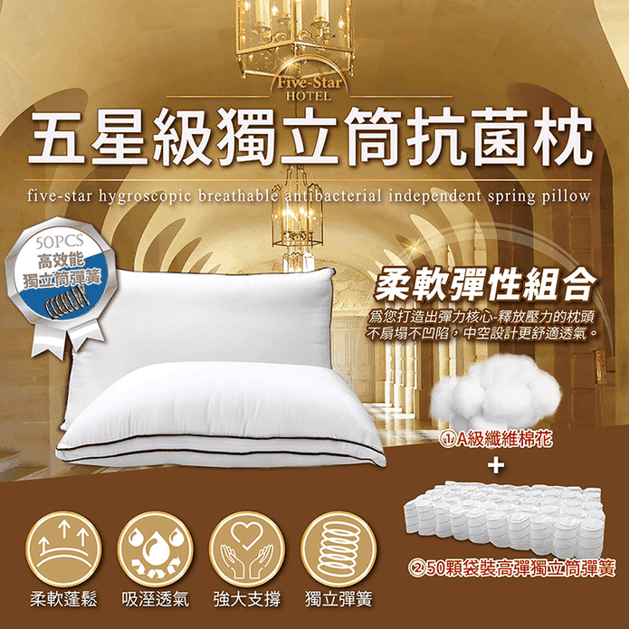 五星級獨立筒抗菌枕