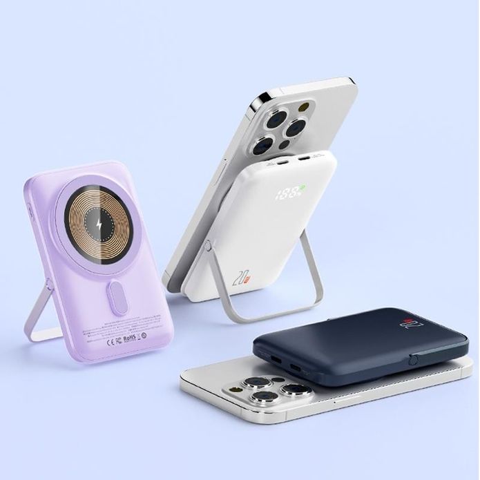 【ONAIR】Q15 10000mAh 無線磁吸快充行動電源 鋁合金支架 黑白紫