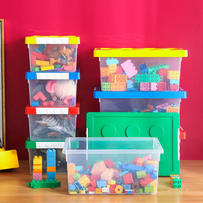 卡扣式透明可疊加玩具收納箱 積木收納盒