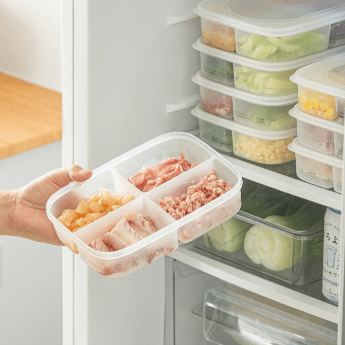 冰箱可疊加帶蓋四分隔保鮮盒 小菜保鮮盒