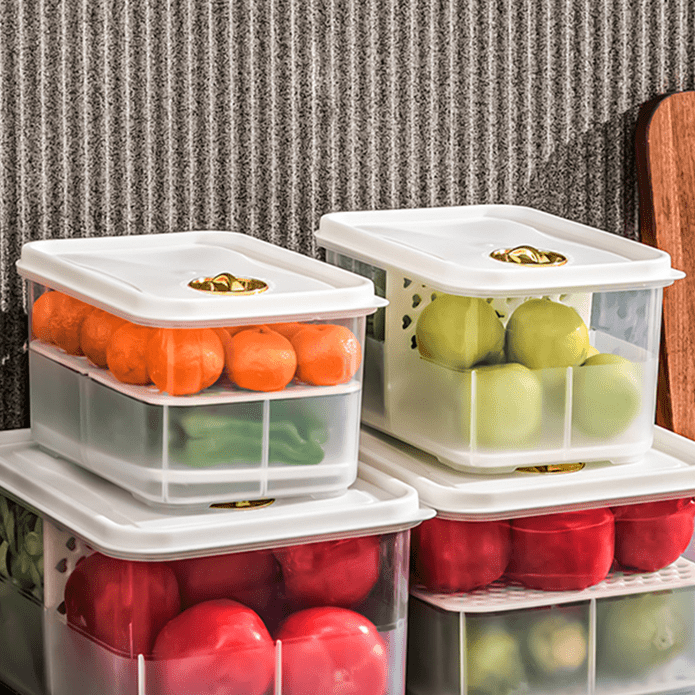 簡約風分層可疊加大容量不串味密封冰箱透明保鮮收納盒 二種容量可選