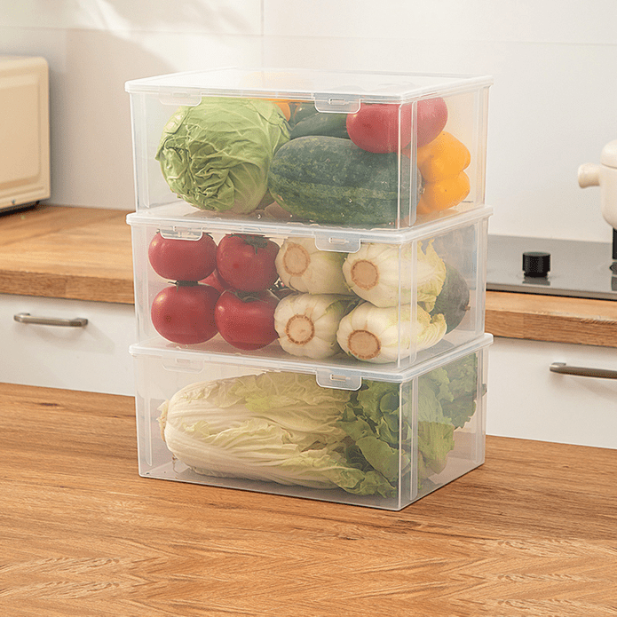 透明卡扣翻蓋式冰箱保鮮收納盒 冰箱側門收納盒