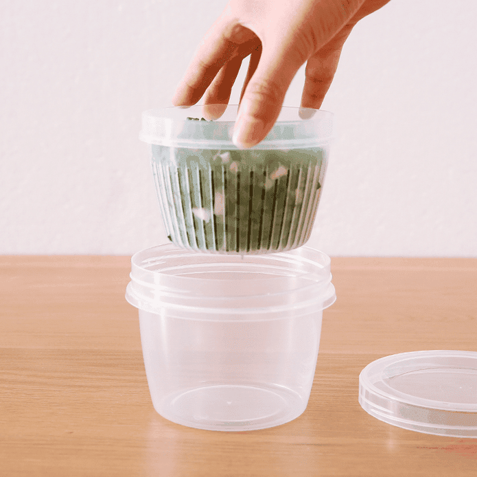 圓形透明雙層密封食物保鮮盒 500ml
