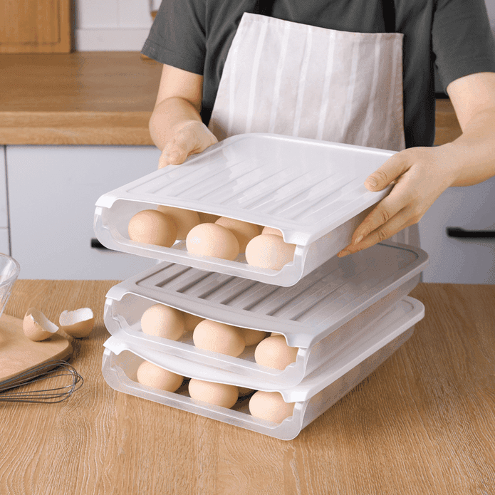 透明帶蓋單層可疊加防碰雞蛋收納盒 冰箱雞蛋盒