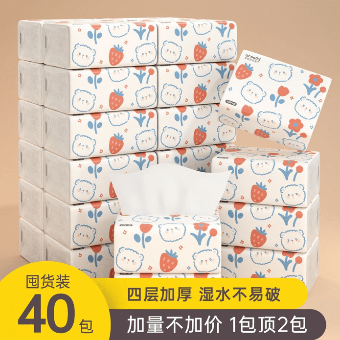 【acooltd】小花熊四層加厚抽取式衛生紙(57抽／包)