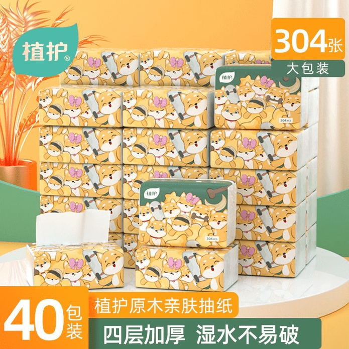 【植護】柴犬系列柔韌親膚四層抽取式衛生紙(76抽x40包／箱)