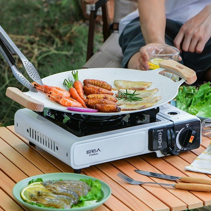 【原始人】戶外露營便攜卡式爐(贈收納箱)／韓式烤肉盤