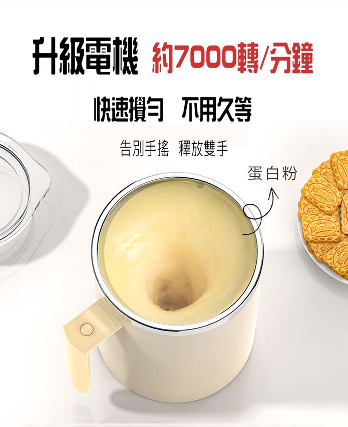 新二代透明杯蓋316不銹鋼全自動磁力咖啡蛋白粉攪拌杯(360ml)