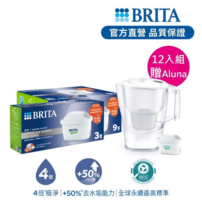 【BRITA】MXPRO 去水垢濾芯12入+Aluna愛奴娜3.5L(共13芯)
