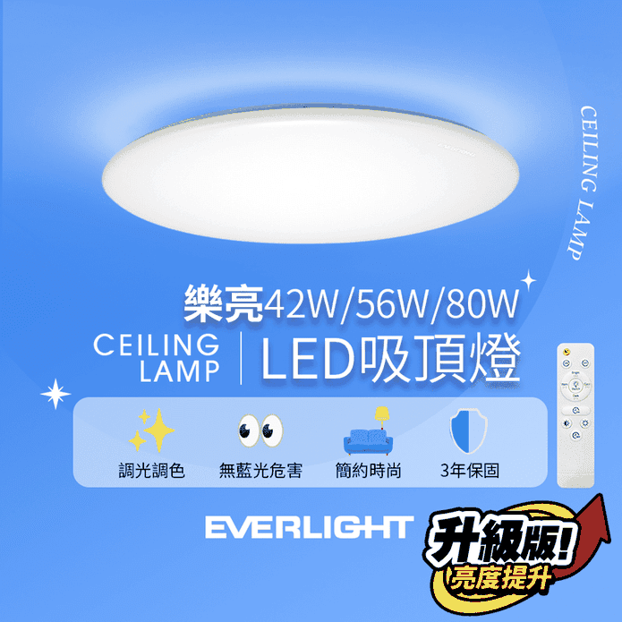 【億光】樂亮遙控LED調光調色吸頂燈(42W／56W／80W) 智慧電燈 燈泡