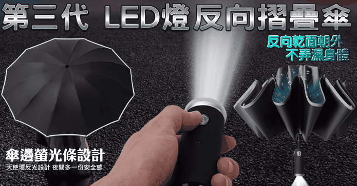 LED燈自動反向摺疊傘