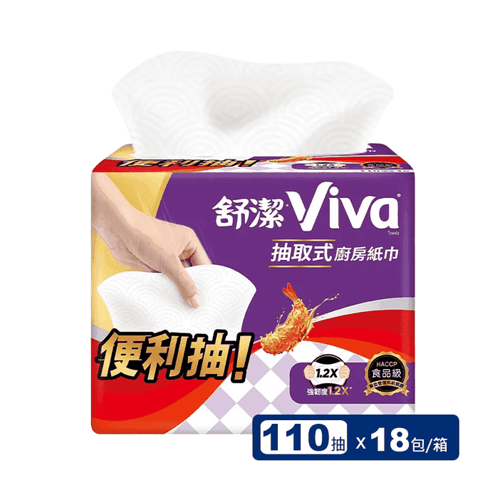 【Kleenex 舒潔】VIVA抽取式廚房紙巾(110抽X3包X6袋/箱)