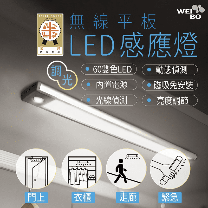 無線平板自動LED感應燈