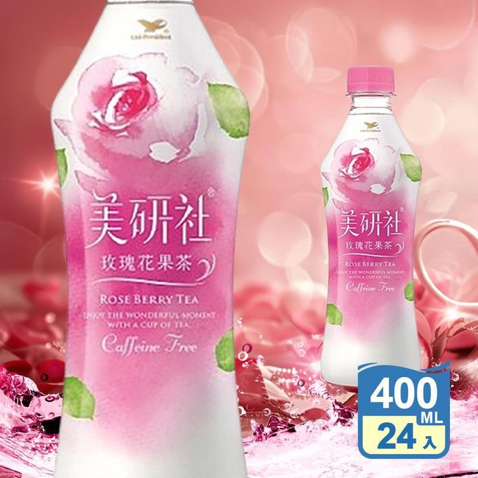 【統一】美研社-玫瑰花果茶400ml 無咖啡因 玫瑰花茶 箱購飲料