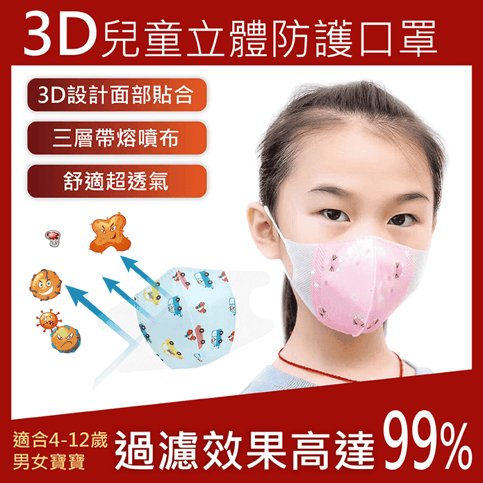 熔噴布3D兒童立體口罩