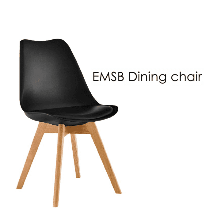 【E-home】EMSB北歐經典造型軟墊櫸木腳餐椅