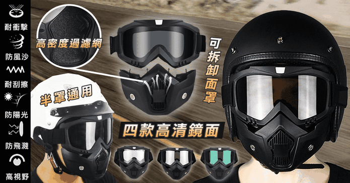 防風沙透氣過濾風鏡面罩