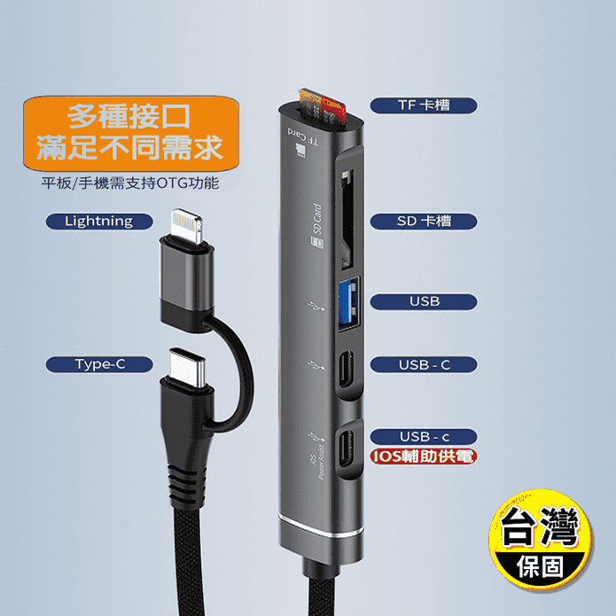 iPhone5 合 1 記憶卡讀卡機 適用於 iOS 和 Android