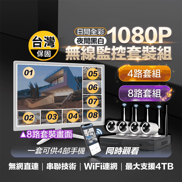 【長江】高清1080P無線監控NVR主機套裝組VS10 VS9 監視器 錄相機