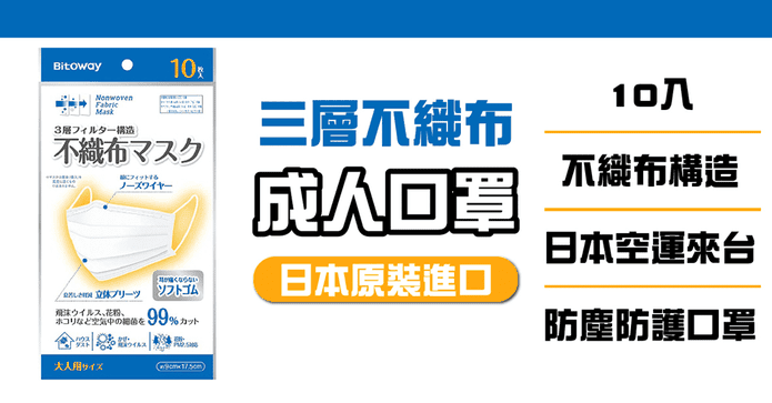 日本成人拋棄式防護口罩