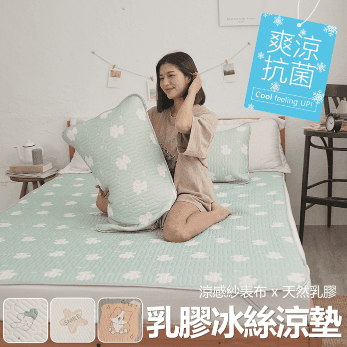 可水洗折疊收納抗菌乳膠冰絲涼墊枕套組 涼感床墊 乳膠涼墊 涼感墊 涼蓆
