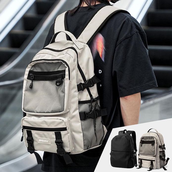 韓版防潑水網格減壓後背包 書包 2色 筆電包 戶外旅行包