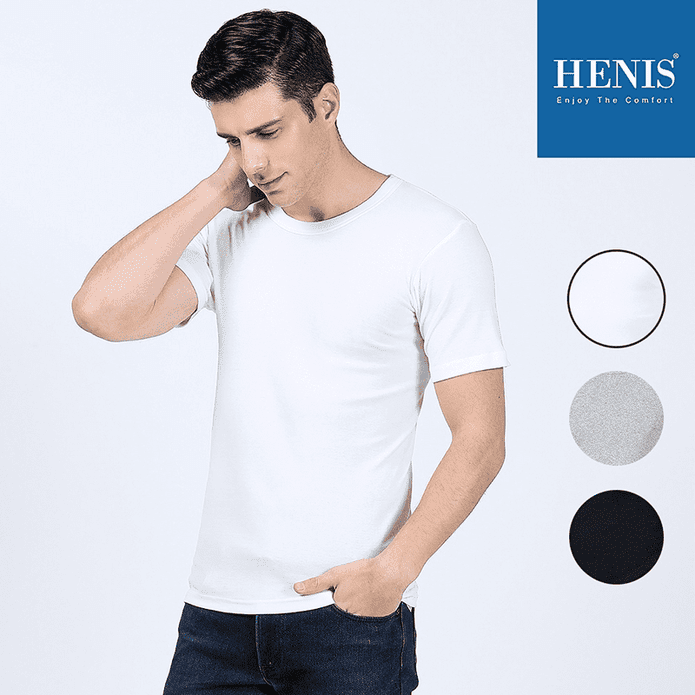 【HENIS】男款100%純棉吸濕排汗針織短袖上衣 M-XL 純棉上衣