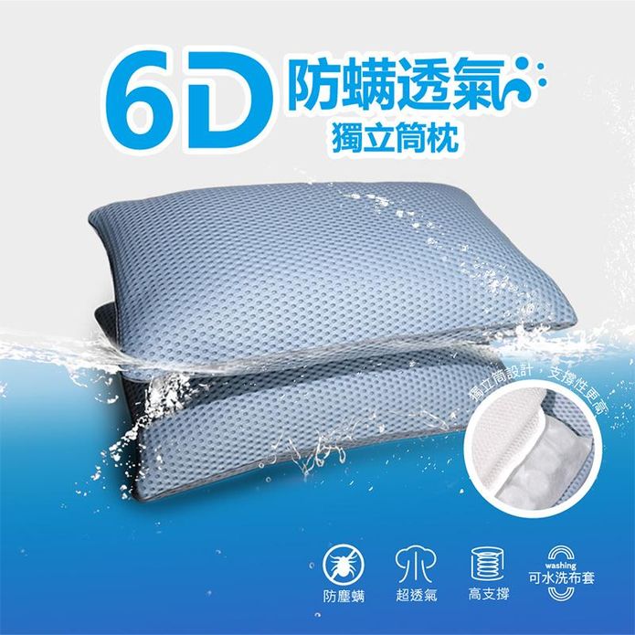 6D 可水洗獨立筒枕