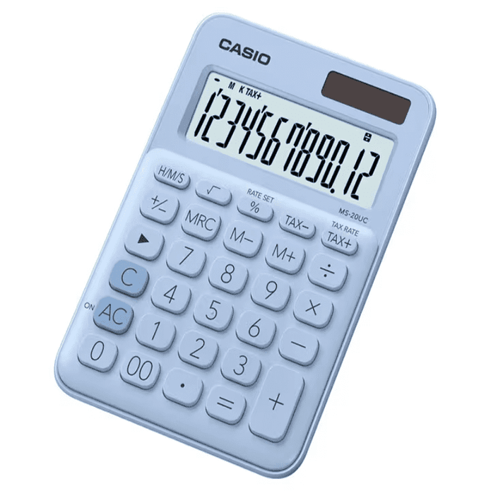 【Casio卡西歐】12位元繽紛10色馬卡龍計算機MS-20UC 原廠公司貨