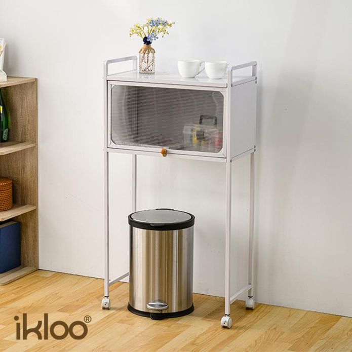 【ikloo】翻蓋收納移動式置物架 高腳收納架