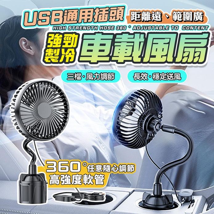 【SUITU】車用水杯座強力USB風扇 R-8050