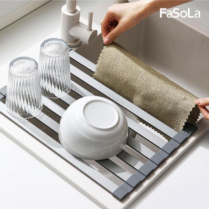 【FaSoLa】防鏽鋁合金可折疊式瀝水架 水槽收納架 加粗耐重