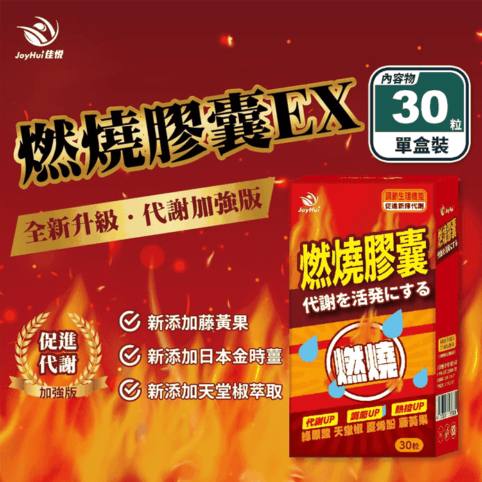 【JoyHui佳悅】防彈燃燒代謝膠囊EX升級版(30粒/盒) 藤黃果+非洲芒果籽